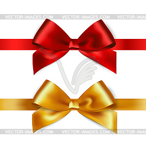 Shiny red and gold satin ribbon - vector clipart