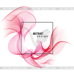 Red abstract color wave. smoke lines - vector clipart