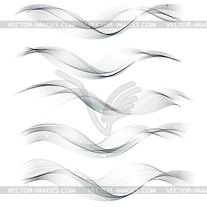 Set abstract color wave. smoke lines - vector image