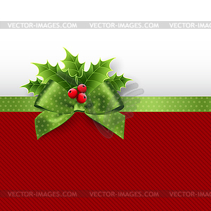 Christmas decoration with holly leaves - vector image