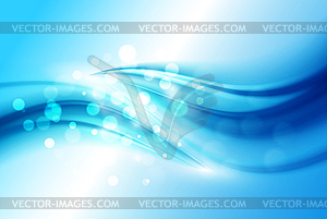 Smooth light blue waves lines and Lens Flares - vector clipart