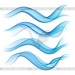 Set abstract color smoke wave. Transparent wave. - vector image