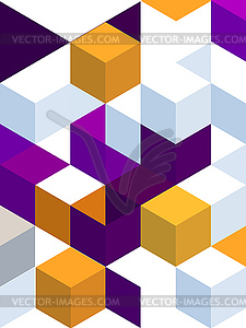 Абстрактный фон с цветными кубами и сеткой - векторный клипарт Royalty-Free