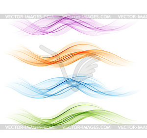 Set of abstract color wave smoke transparent wavy - vector clip art