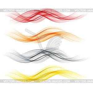 Набор абстрактных цветных волн дым прозрачный волнистый - векторное изображение EPS