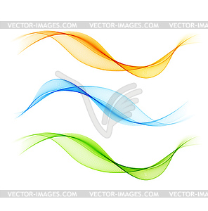 Set of abstract color wave smoke transparent wavy - vector EPS clipart