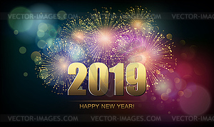 Holiday Fireworks Background. Happy New Year - vector clipart