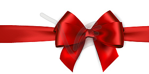 Shiny red satin ribbon. bow and red ribbon - vector clipart