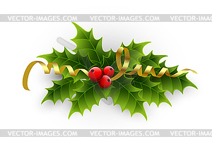 Holly berries and tinsel - vector clip art