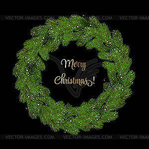Christmas Wreath Pine Branches - vector image