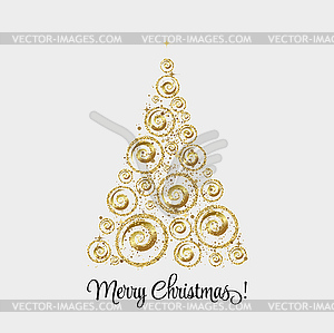 Elegant Christmas background with gold baubles - vector image