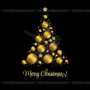 Elegant Christmas background with gold baubles - vector image