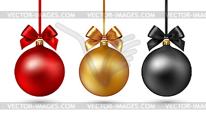 Christmas ball with ribbon and bow.  - vector clipart