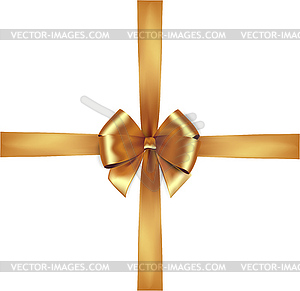 Shiny golden satin ribbon. isolate gold bow - vector image