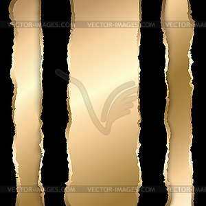 Gold and black torn paper. Template background - vector clipart