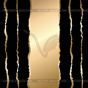 Gold and black torn paper. Template background - vector clipart