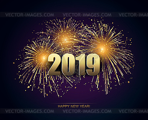 Holiday Fireworks Background. Happy New Year - vector image