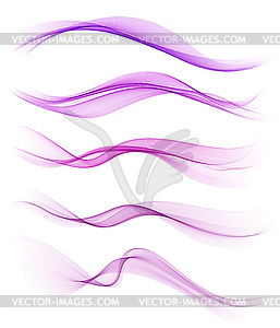 Set of purple abstract wave design element - vector clip art