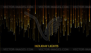 Curtain of golden particles on black background - vector image