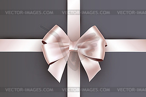 Shiny ivory white satin ribbon on gray background - color vector clipart