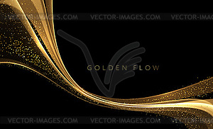 Abstract shiny color gold wave luxury background - vector image