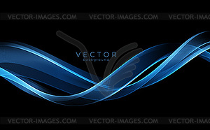 Abstract shiny color blue wave design element on - vector image