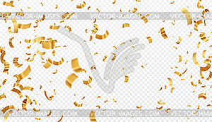 Defocused gold confetti on transparent background - vector image