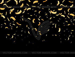 Defocused gold confetti on black background - vector clip art