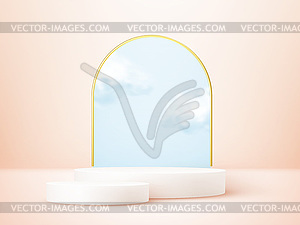 Product display podium decorated with realistic - vector clip art