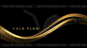 Abstract Gold Waves. Shiny golden moving lines - vector image