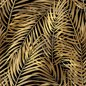 Tropical palm leaves, jungle leaves seamless - vector image