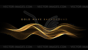 Abstract Gold Waves. Shiny golden moving lines - vector image