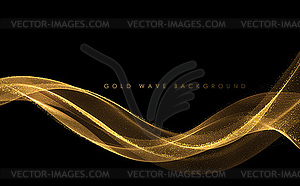 Abstract Gold Waves. Shiny golden moving lines - vector image