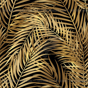 Tropical palm leaves, jungle leaves seamless - vector clip art