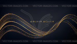 Abstract Gold Waves. Shiny golden moving lines - vector image