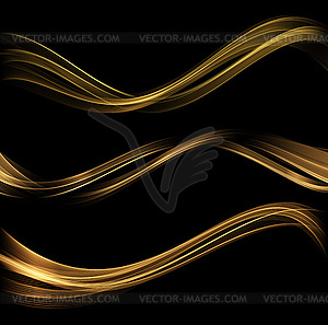 Abstract Gold Waves. Shiny golden moving lines - vector clipart