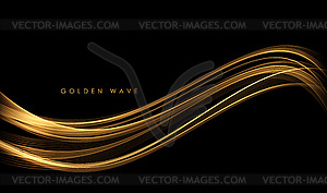 Абстрактные золотые волны. Блестящие золотые движущиеся линии - графика в векторе
