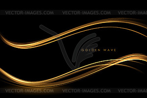 Abstract Gold Waves. Shiny golden moving lines - vector clip art