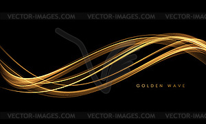 Abstract Gold Waves. Shiny golden moving lines - vector clipart