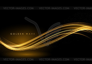 Abstract Gold Waves. Shiny golden moving lines - vector image