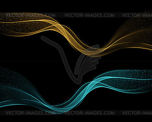 Abstract Gold Waves. Shiny golden moving lines - vector image
