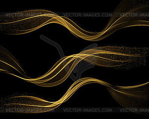 Abstract Gold Waves. Shiny golden moving lines - vector clipart