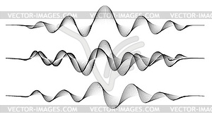 Фон с набором абстрактных черной волны - клипарт в векторном формате