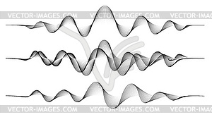 Background with set abstract black wave - vector clip art
