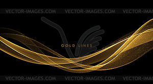 Abstract Gold Waves. Shiny golden moving lines - royalty-free vector clipart