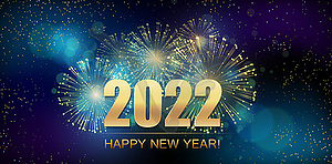 2022 New Year Abstract background with fireworks - vector clip art