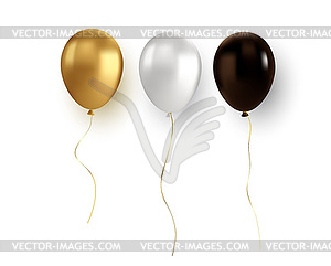 Glossy realistic gold baloon on transparent - vector image