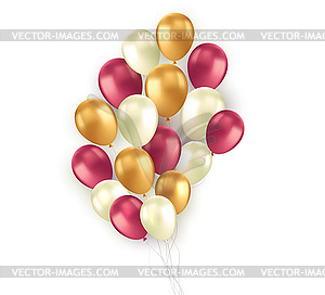 Realistic gold red black balloon on transparent - vector image