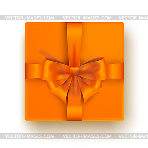 Decorative gift box with orange bow and ribbon . To - vector clipart