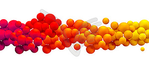 Rainbow flying spheres. Abstract composition with - vector image